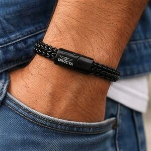 NEW Invicta Elements Men's Bracelet + Magnetic Connector Black 8.25" See Picture